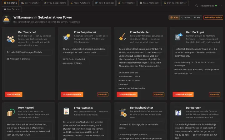Der Empfang mit einer Karte für jeden Schreibtisch