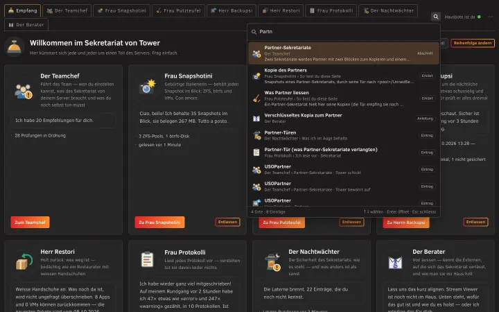 Die Suche offen über dem Empfang
