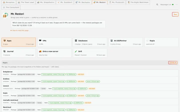 Mr. Restori’s page: what can come back from where, per app and VM